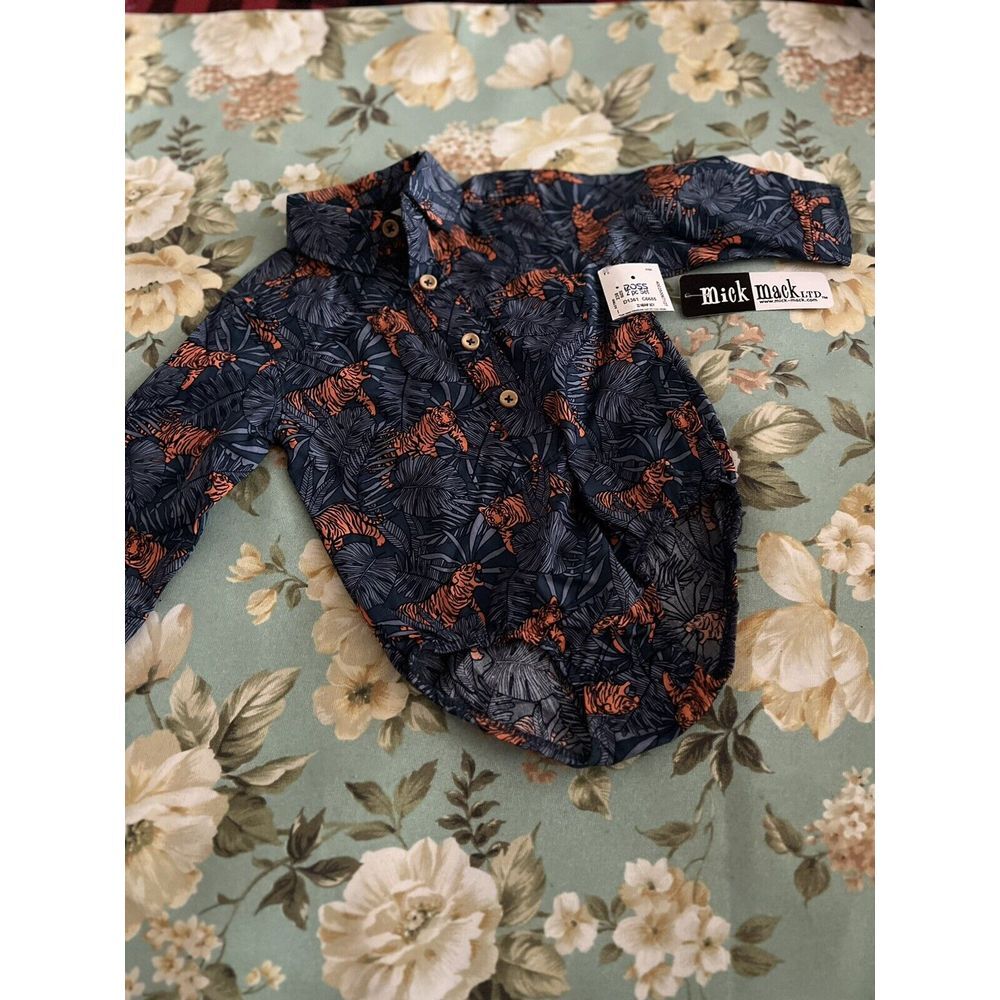 Mick Mack Long Sleeve 3/6m Dress Shirt Body‎ Suit Tiger C4